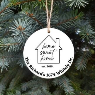 Home Sweet Home Ceramic Christmas Ornament, New house ornament, personalized ornament, housewarming gift, First Home ornament