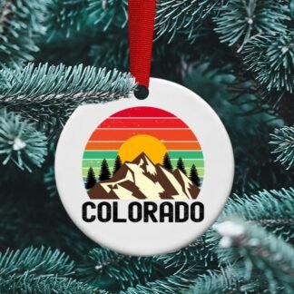 Colorado Retro Ornament, Aspen, Vail, Steamboat, Mountains, Personalized Ornament