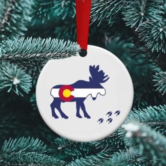 Colorado Flag Moose Ornament, National Park, Colorado Flag Ornament, Personalized ornament, Rocky Mountain National Park