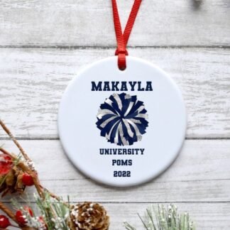 Pom Pom, Cheerleading Ceramic Ornament, Personalized, Cheer Coach Gift, Pom Coach Gift, Dance coach Gift