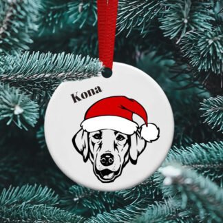 Santa Dog Ornament, Personalized, Labrador, Doxie, Corgi, German Shepherd, Bernese, Frenchie, Bulldog, Pug, Border Collie