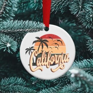 Retro California Personalized Ornament, San Diego, San Francisco, Beach Vacation