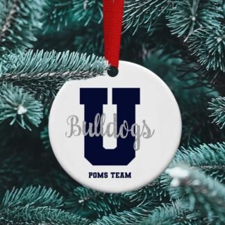 Cheerleader, Poms, High School team Ornament, Personalized ceramic Ornament, Coaches gift, Team Gift, Sublimation