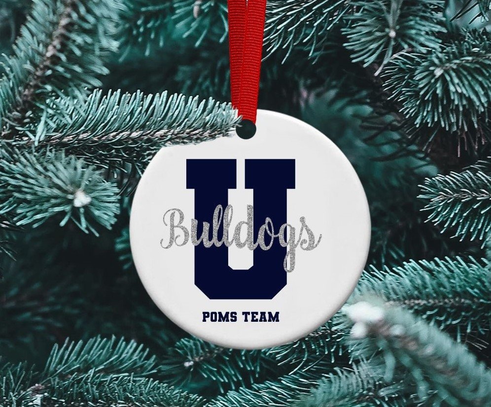 Cheerleader, Poms, High School team Ornament, Personalized ceramic Ornament, Coaches gift, Team Gift, Sublimation