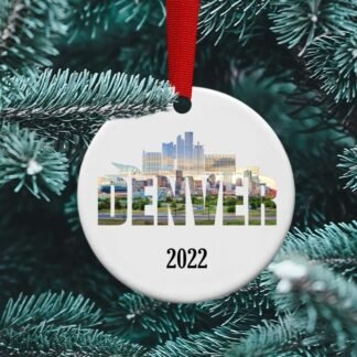 Denver Sky Line, Colorado ornament, Ceramic personalized ornament,