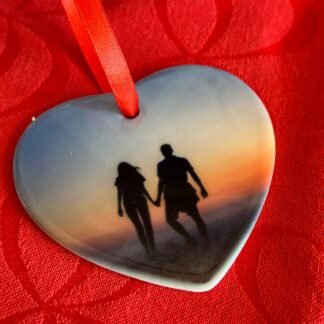 Ceramic Heart Ornament for Valentines, Birthday, Christmas, Anniversary, Engagement, birth announc, Personalized with your photo and message