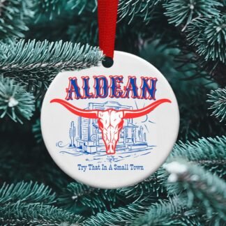 Try that in a small town, Longhorn, Red, White and Blue, Personalized Ornament