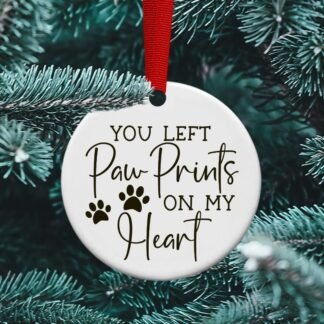 Paw prints on my heart Pet loss memorial gift, special pet, cat or dog lover, personalized ornament, Loss gift, sublimation ornament