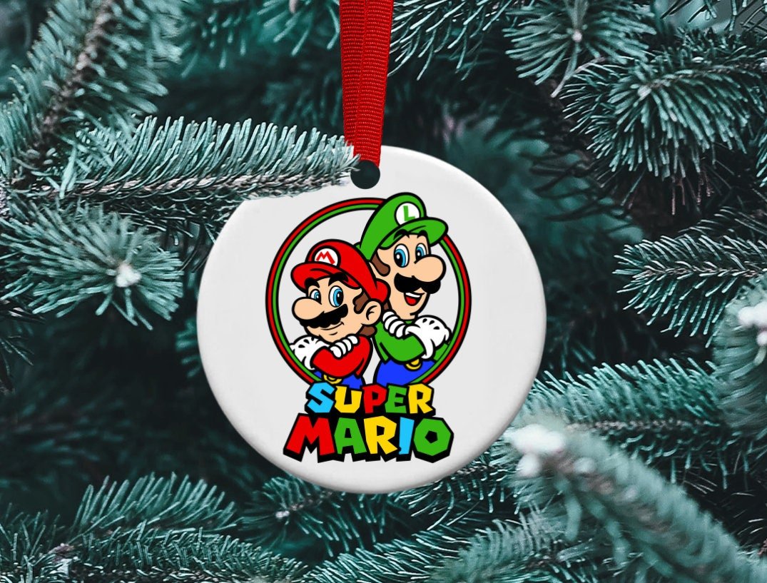 Super Mario, Luigi, Gamer Christmas Ornament, Sublimation, Personalized