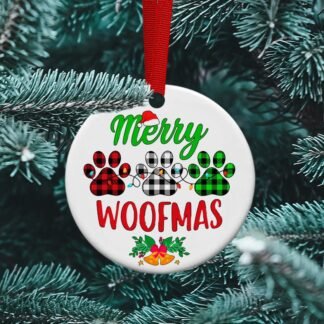 Merry Woofmas, Dog Gift, Santa dog, Dog ornament, Personalized Ornament, Dog sitter, Dog walker, Vet gift