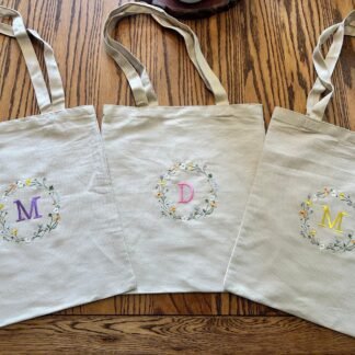 Monogram Machine Embroidery canvas bag, birthday gift, bridesmaid bag, mother's day, friend gift, teacher gift, just because bag