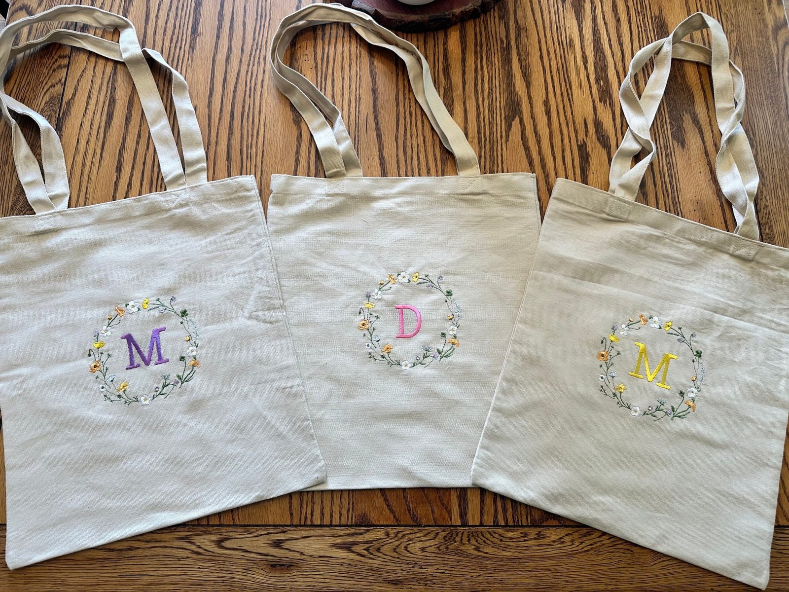Monogram Machine Embroidery canvas bag, birthday gift, bridesmaid bag, mother's day, friend gift, teacher gift, just because bag