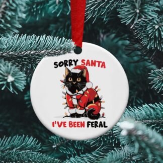 Dear Santa, Feral Cat, Black Cat, Funny Christmas Ornament, Santa Cat, Sublimation Christmas Ornament, personalized Ornament