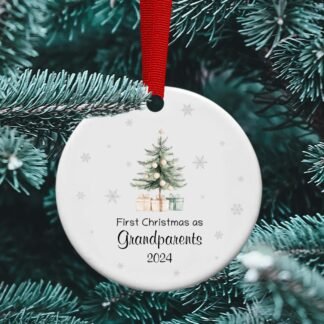 Grandparent's first Christmas, Grandparent gift, first grandchild, Personalized Ceramic Ornament