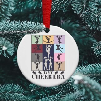 Cheerleading Era Ornament,  personalized ornament, Cheer gift, Cheerleading Coach Gift Sublimation, Ceramic ornament