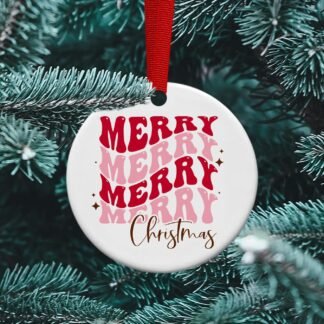 Merry Merry Merry Christmas, Personalized Ornament, Merry Wave, Ornament Exchange