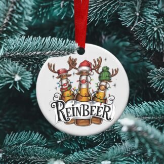 Reinbeer, Reindeer Beer, Beer lovers ornament, Funny Christmas Ornament, Sublimation Christmas Ornament, personalized Ornament