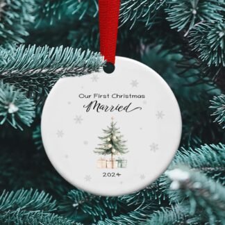 First Christmas Married, first year married ornament, personalized ornament, Wedding Gift