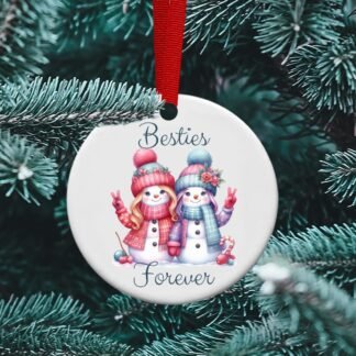 Snowman Besties, Friendship ornament, Besties, BFF, Ceramic Ornament, Personalized