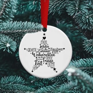 Frohliche Wienachten, German Star, Advent, German Ornament, Personalized Ceramic Ornament