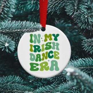 Irish Dancer Era Ornament, Green or black design personalized ornament, dance gift, Dance Coach Gift Sublimation, Ceramic ornament