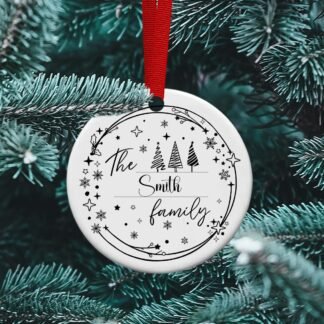 Black and White family ornament, personalized ceramic ornament, Family Ornament, Friend gift, Sublimation ornament